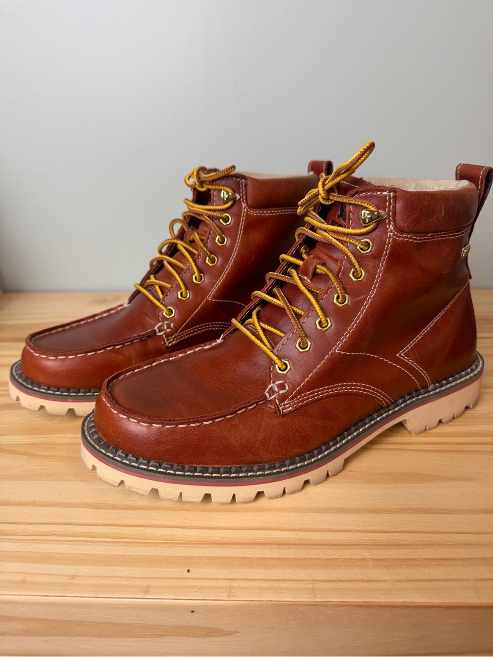 Men's Eddie Bauer Severson Moc Toe Boots Brown Leather waterproof Work Boots 9.5